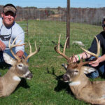 Two hunters with their deer at Long Creek Outfitters